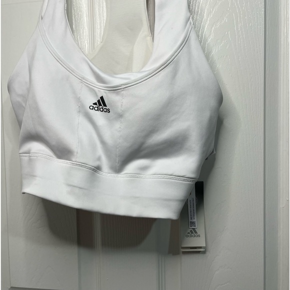 New with tags adidas Women's White Sports Bra XL (D-DD) Medium Support Padded - Picture 2 of 3